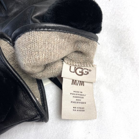 NWT AUC UGG Sheepskin Leather Pom Gloves M - Picture 6 of 8